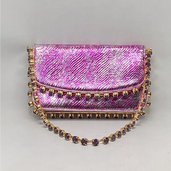 Aquazzura Mini Galactic Crystal Snake-Embossed Leather Shoulder Bag - Picture 1 of 10
